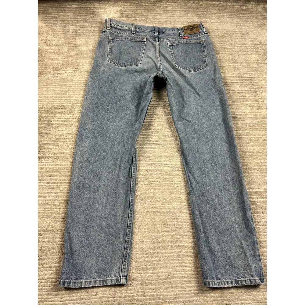 Wrangler Jeans Mens 38x32 Light Blue 96501DS Straight Leg Denim Workwear Pants